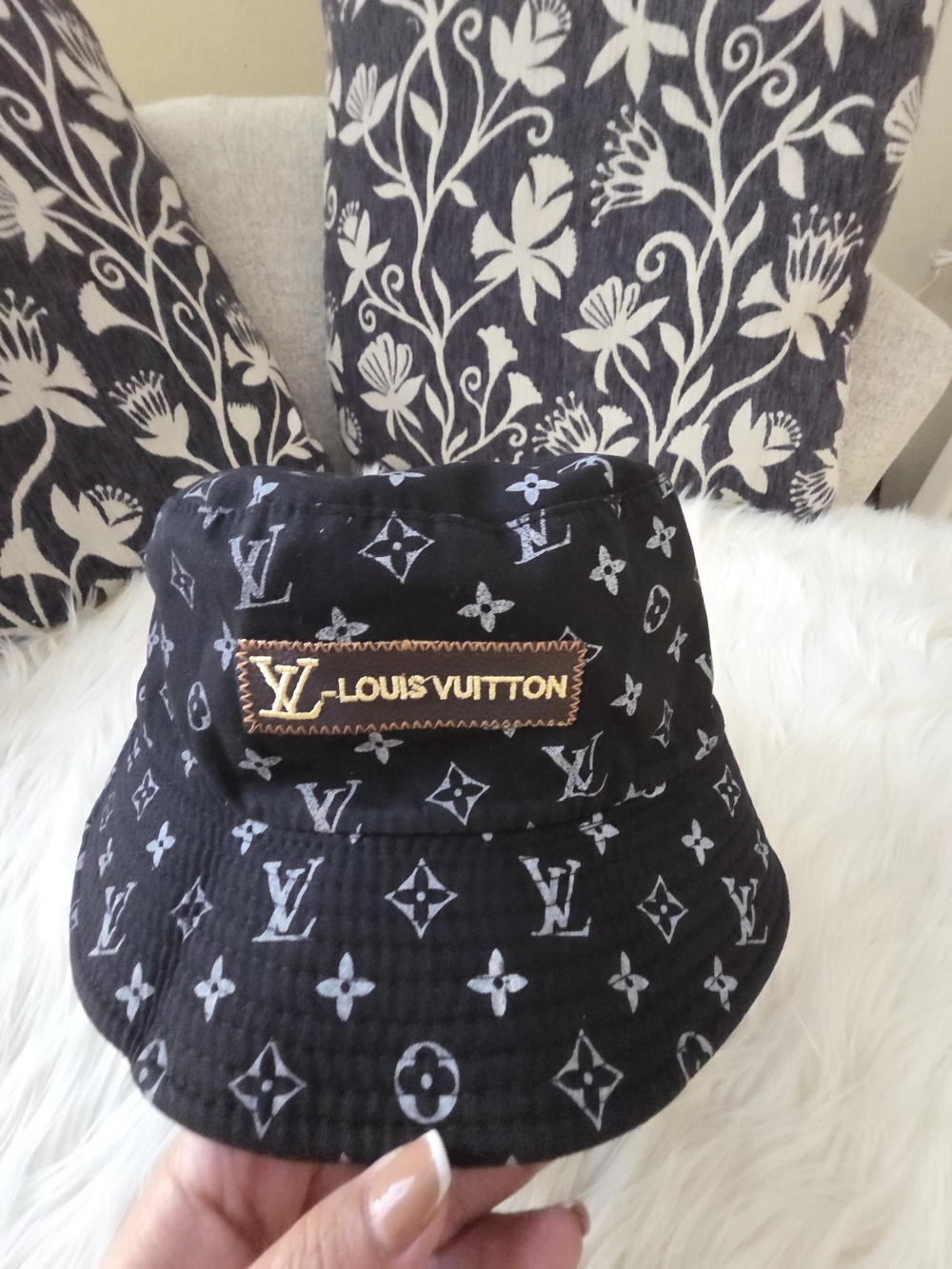 Black Monogram Bucket Hat